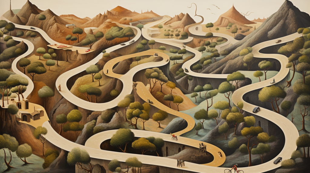 Roads representing neural pathways in the brain.